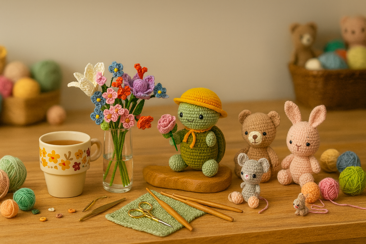 El yapımı örgü ürünleri arka planı